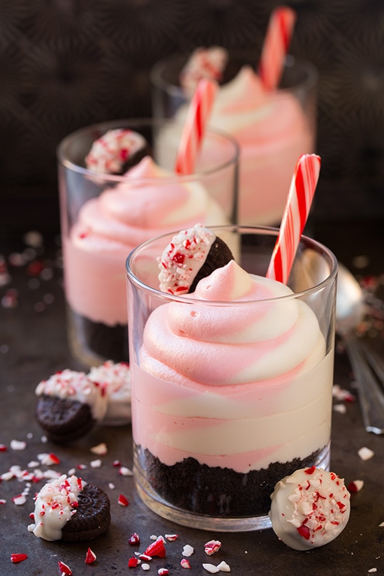 No Bake Peppermint White Chocolate Cheesecakes