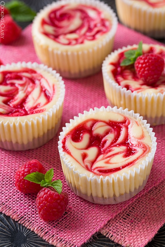 Raspberry Swirled Mini Cheesecakes – Cooking Elegant