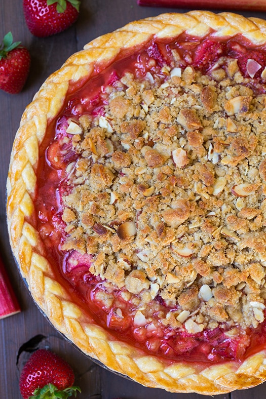 Strawberry Rhubarb Pie {with Almond Crumble}